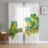 Kawaii Cartoon Frog Curtain Living Room Bedroom Dining Voile Drape Kitchen Window Tulle Curtains Home Essentials Sheer Polyester Ideal For Area