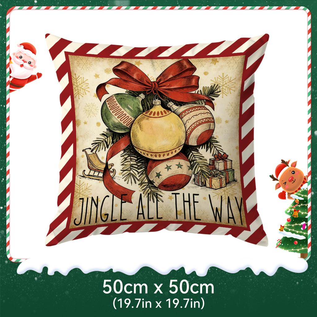 Retro Christmas Theme Pillowcase Bedroom Sofa Cushion Cover 100% Polyester Living Room Cushion Pillowcase Home Decor