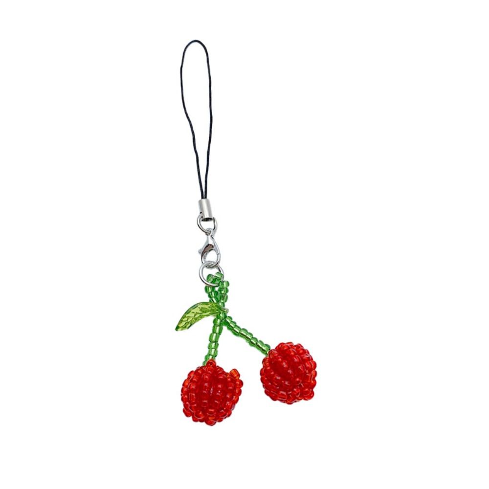 Anti Lost Summer Cherry Pendant Beaded Cherry Phone Lanyard Y2K Mobile Phone Charms  Jewelry Gift