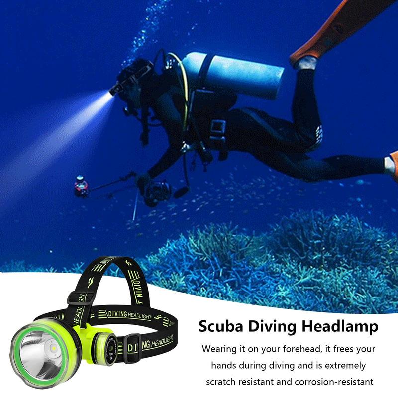 Portable Rechargeable Diving Headlight 350m Underwater 2 Light Modes Waterproof Super Bright LED Diver Spearfishing Headlamp New