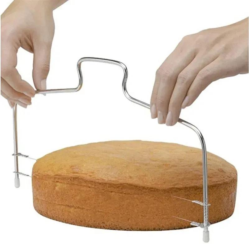1 ud. Cortador de Tarta de Doble Línea Ajustable Dispositivo de Acero Inoxidable Molde para Decorar Tartas Utensilio de Cocina para Hornear DIY