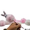 Maydahui Cute Fluffy Stuffed Rabbit Ballpoint Pen Set of 6 Black Ink Stylish Cute Rabbit Animal Gel Pen Stationery Writing Kids Students Office