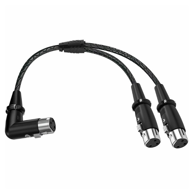 3Pin Splitter Cable 1 3Pin Female to 2 Female Y Cable Balanced Microphone Splitter Cord Sound Adapter 90 Degree