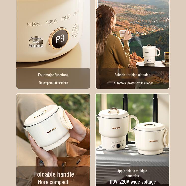 AUX Folding Travel Kettle - Portable, Insulated Electric Kettle for Business Trips.