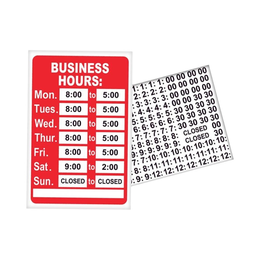 Self-Adhesive Business Hours Sticker Waterproof Open Close Time Sign  Glass Door Application