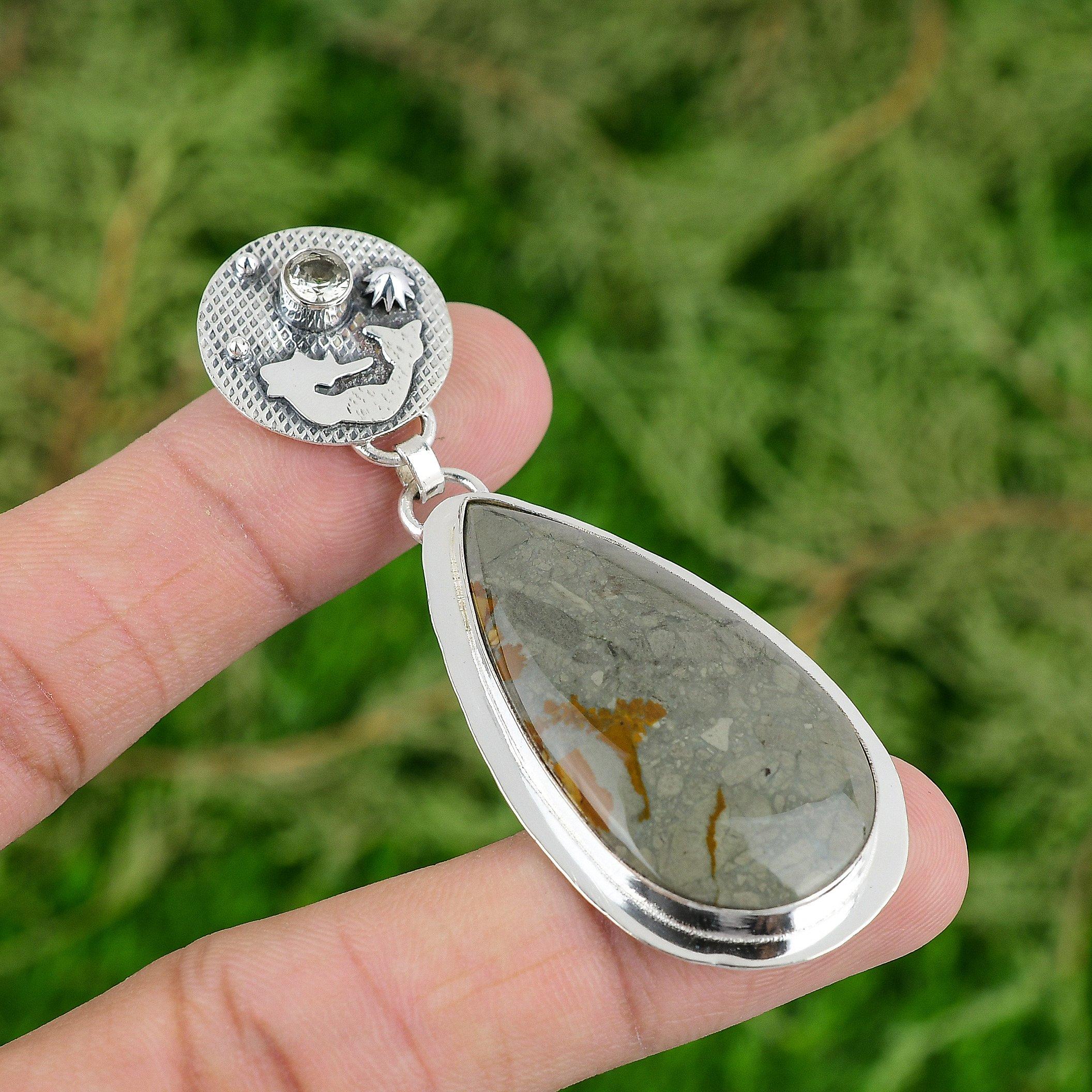 

Груша Полихромная Яшма Драгоценный камень Белый Топаз 925 Серебро Кулон Русалка Ювелирные изделия