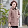 Mom Winter Jacket Women's Fur Lambswool Grain Fleece Casual Warm Cotton Coat Hooded Outerwear Parker Coat