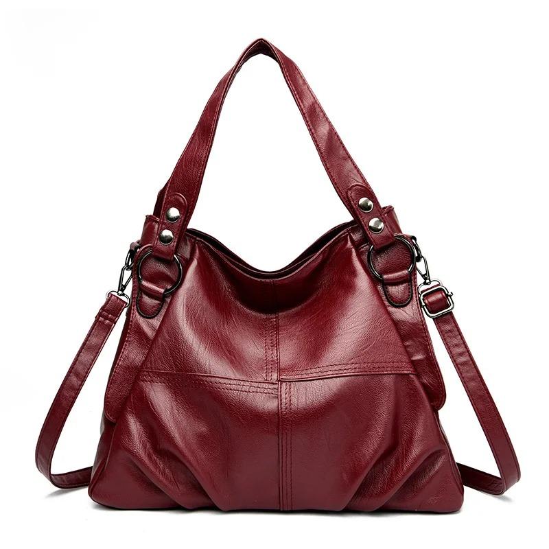 Soft Leather Luxury Handbags Women New Casual Tote Bag Designer Ladies Large Shoulder Crossbody Handbag Sac for Female Patchwork