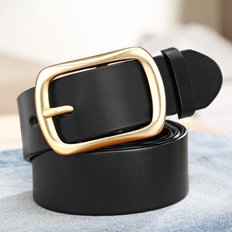 Retro New Style Leather Belt for Men's Genuine Leather Belt for Middle Aged and Young People Versatile Pin Buckle Casual Trousers