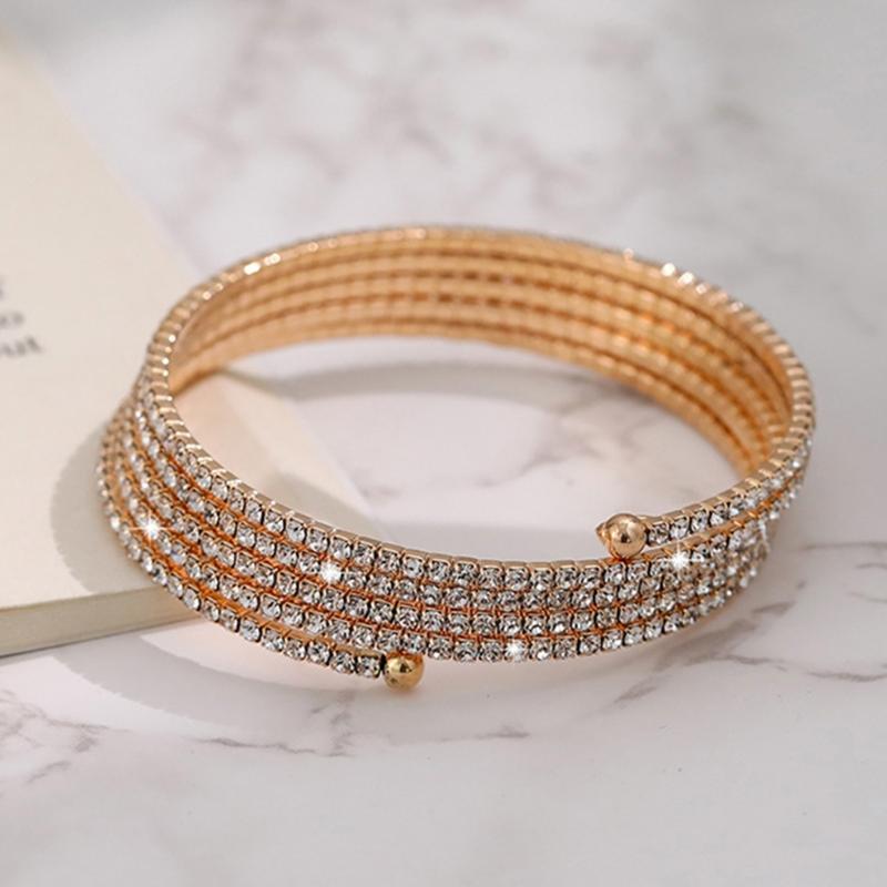 Rhinestone Arm Cuff for Women Hip-pop Armlet Bangle Bracelet for Girls Women Punk Glistening Retro Arm Cuff Jewelry