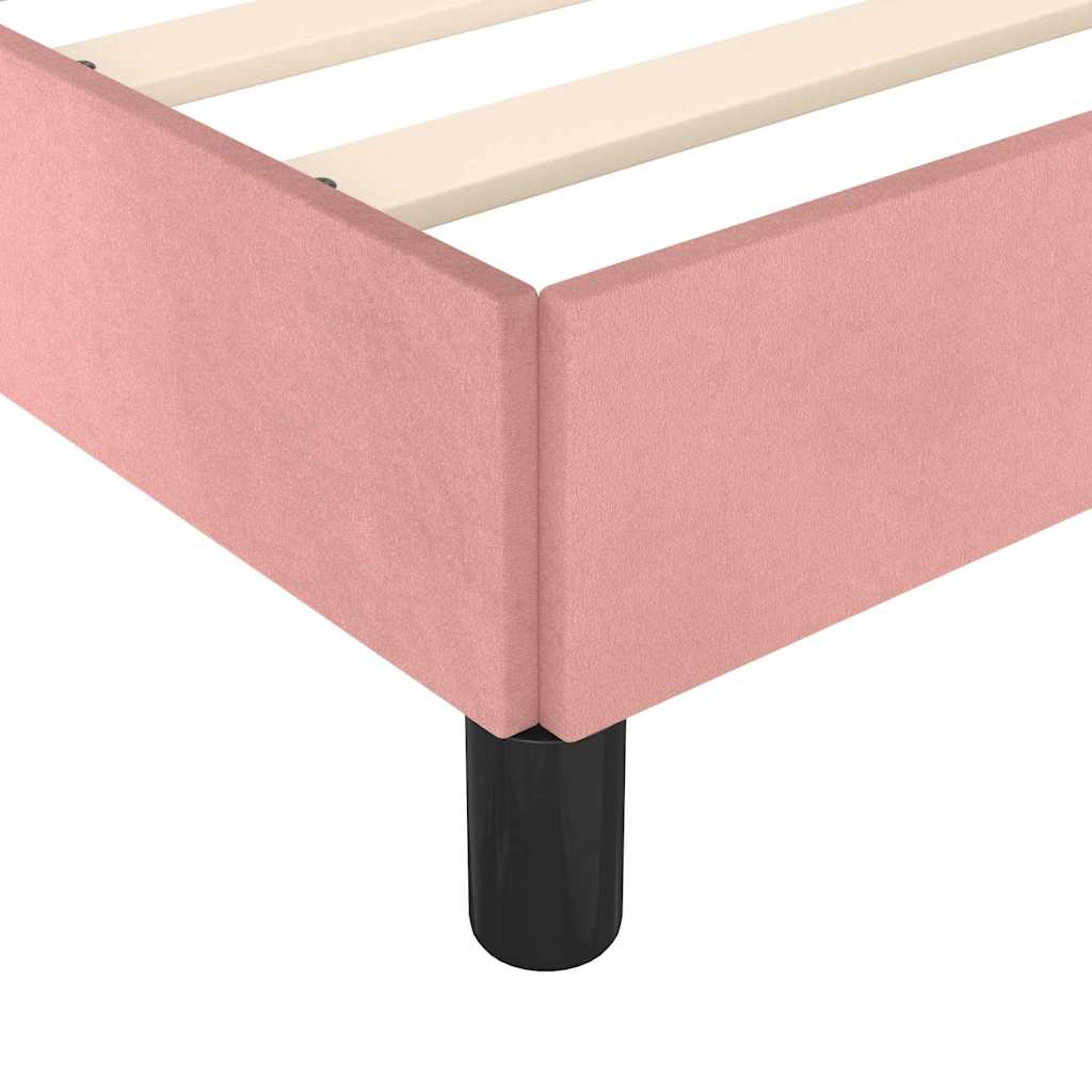 Vidaxl Rama Łóżka Z Zagłówkiem Bez Materaca, Różowa 90X200Cm Aksamitna