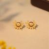 Gold-Plated Enamel Red Agate Earrings for Women with 925 Sterling Silver Posts - High-End New Chinese Style