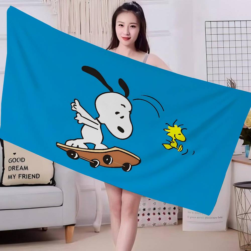 S-Snoopy Cartoon Microfiber Printed Beach Towel Mountain Climbing Yoga Beach Swimming Running Absorbent Soft Towel