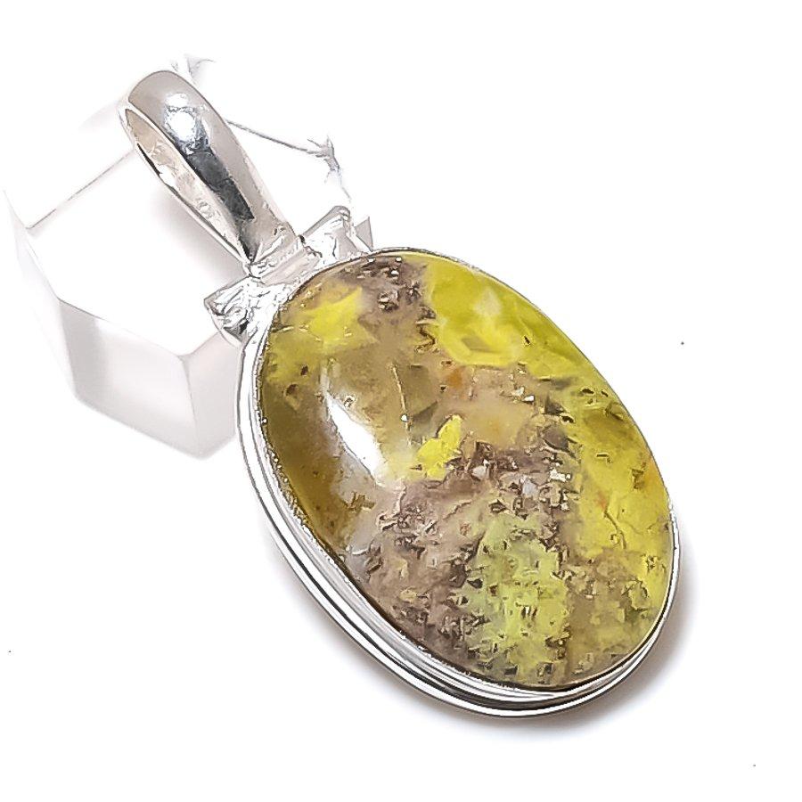 

Natural Swiss Green Opal Gemstone 925 Sterling Silver Jewelry Pendant 1.85 c3h39