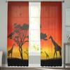 African Animals In The Savannah Sheer Curtains For Living Room Window Transparent Voile Tulle Curtain Bedroom Drapes Home Decor