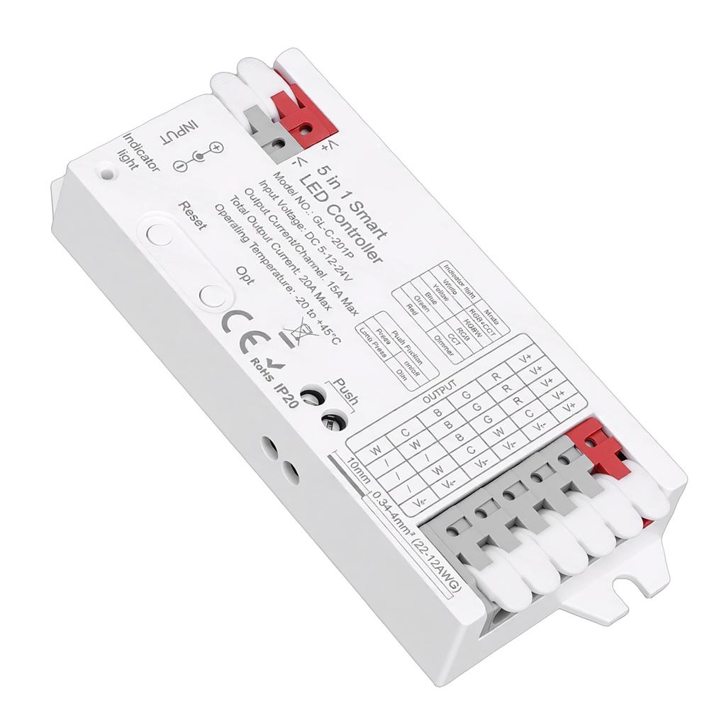 LED Light Controller Support for ZigBee3.0 Pro+ 5 In 1 Strip Light Controller RGBCCT RGBW RGB CCT Dimmer Mode 20A