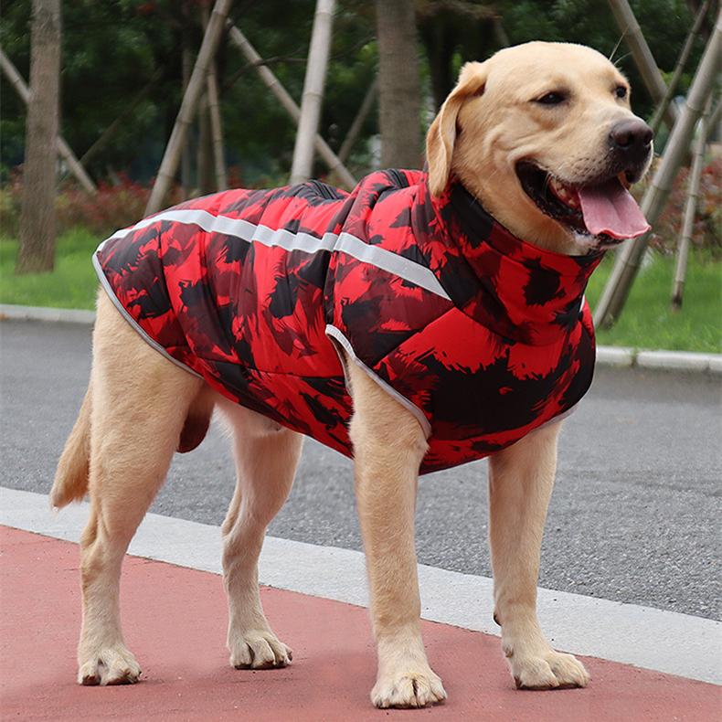 Veste d'hiver imperméable rembourrée pour chien, treillis Doodle bleu, garde au chaud, réflexion nocturne, manteau en coton pour animaux de compagnie, vêtements, fournitures pour animaux de compagnie