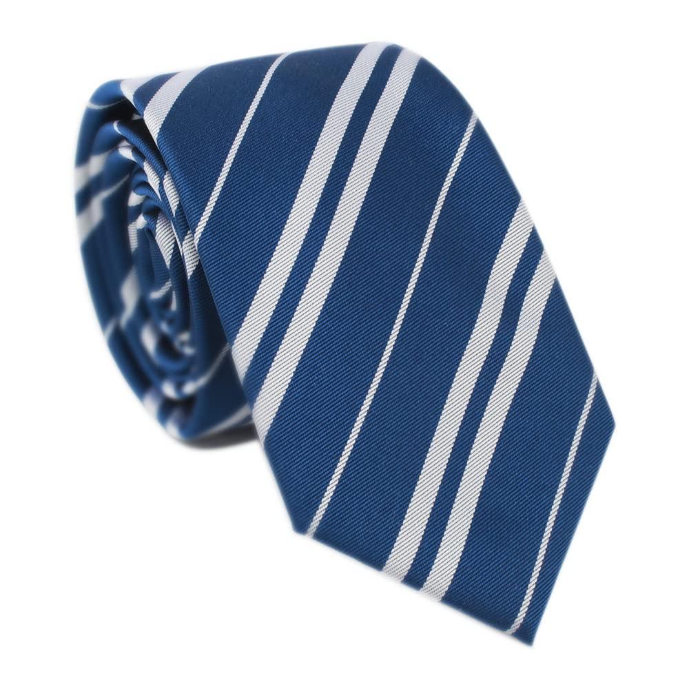 [NECOTIA] Amazon Exclusive Brand 7cm Wide School Uniform Tie  Striped Patterned Weave (Small Pattern) Unisex JKDK (Striped Blue)