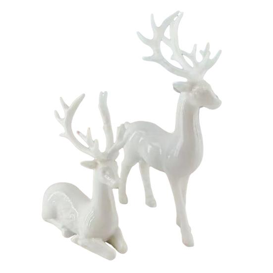 

2/4Pcs Christmas Reindeer Statue Standing Sitting Elk Silhouette Figurine Deer Sculpture Home Office Desktop Decoration Ornament E