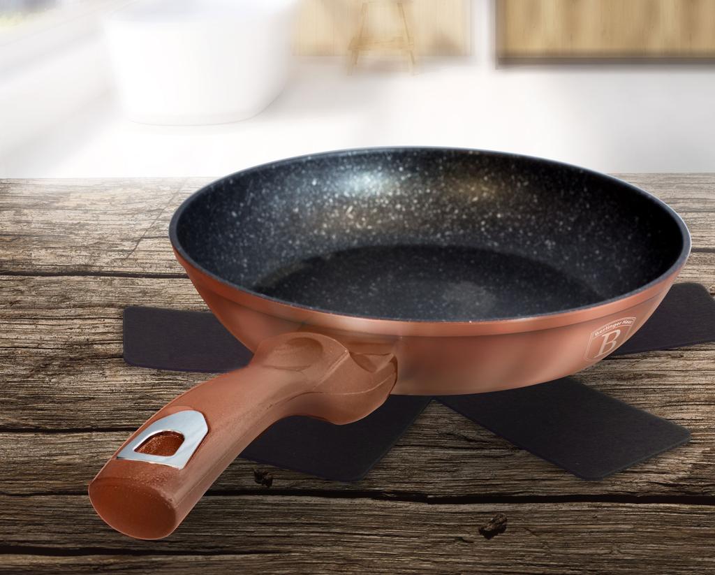 Zestaw 3 patelni z powłoką granitowąch 20/24/28cm BERLINGER HAUS Metallic Line Rosegold BH-1279-Nf