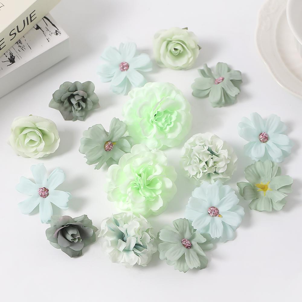 7/16Pcs Artificial Flowers Silk Fake Flower Head for Home Decor Wedding Marriage Decoration DIY Garland Gift Craft Accessories