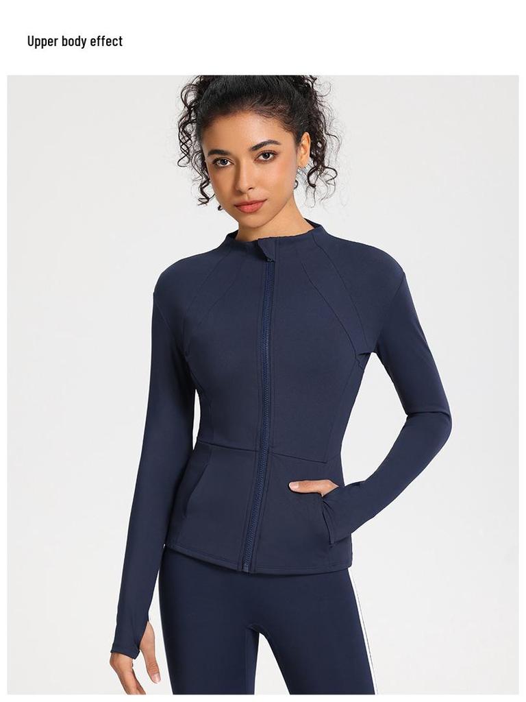 Giacca da Corsa da Donna Slim Fit ad Asciugatura Rapida - Manica Lunga, Top Casual con Zip per Palestra e Yoga, Primavera/Autunno.