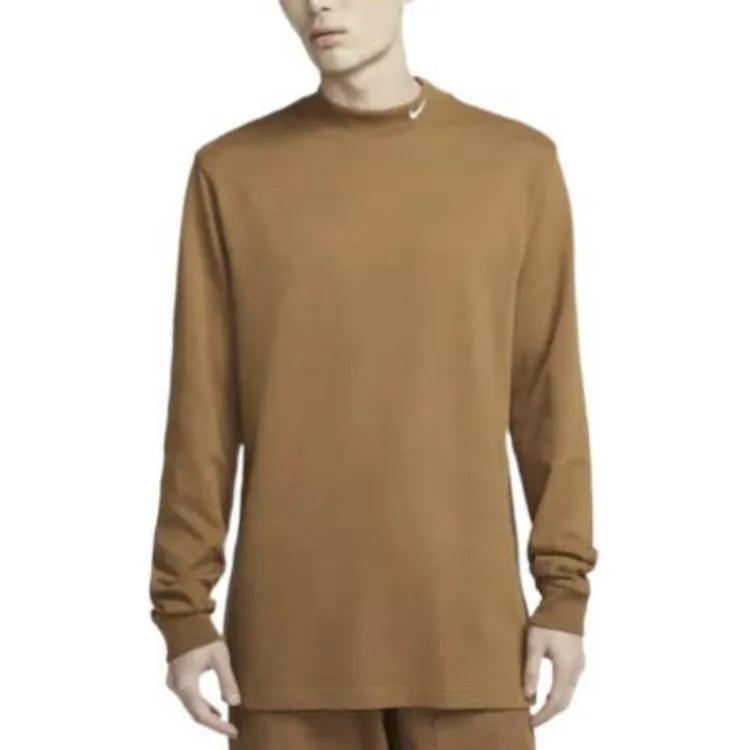 Nike T Shirts Men's Brown Half Turtleneck Moderate Straight Fit (Unisex) T-Shirts DX5869 270
