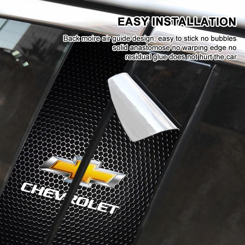2Pcs Car Logo Center Pillar Protective Film Anti-scratch Sticker Decal For Chevrolet Cruz Mai Rui Bao Cobalt Impala Onix SS Pioneer Explorer Bolt EUV