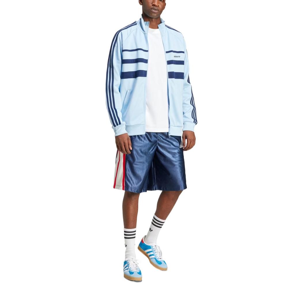 adidas Originals Men's Skin-Friendly Solid Color Striped Jacket, Blue
