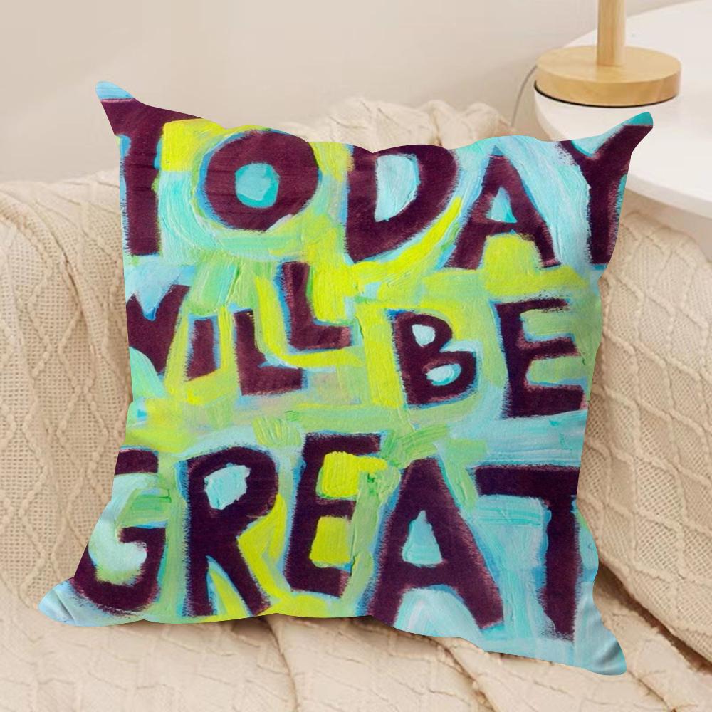 Creative Watercolor Words Cushion Cover Short plush Doublesided Print Square Throw Pillow Covers Sofa Home Cushion Decor