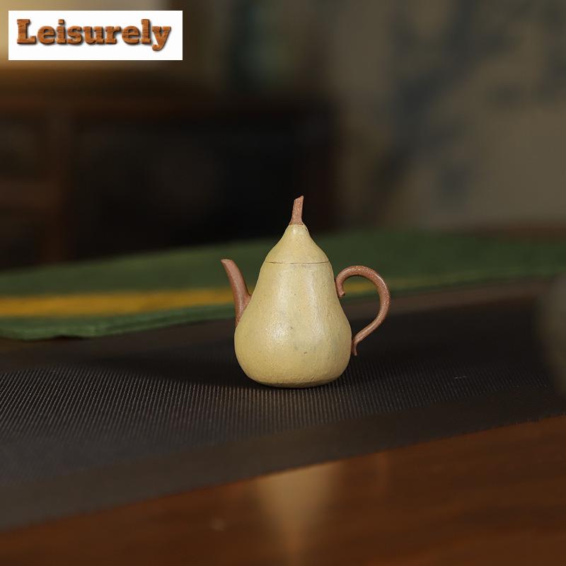 85ml Creative Yixing Purple Clay Teapots Handmade High Pear Pot Raw Ore Downhill Mud Tea Maker Kettle Zisha Tea Set Tea Services