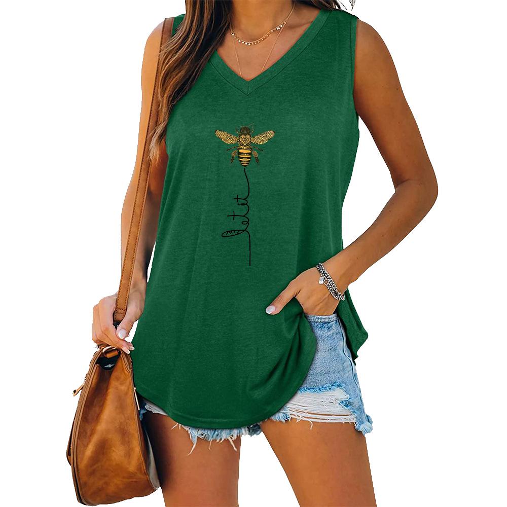Women Fashion V-neck Sleeveless T-shirt Women Casual Loose Tank Top