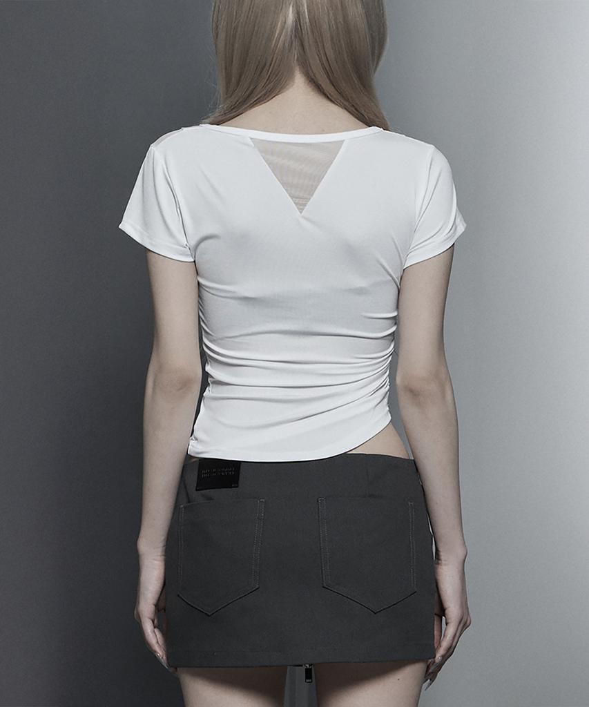 ETRE AU SOMMET Modern Square Shirring Tee (White)