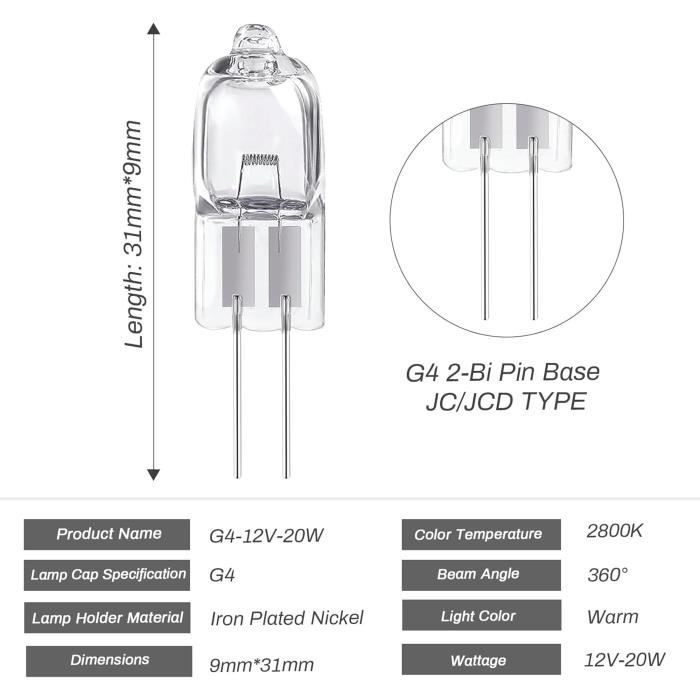 Ampoule Halogène G4 - JOPHEK - 12V 20W - Blanc Chaud - 300 Lumens - Gradable