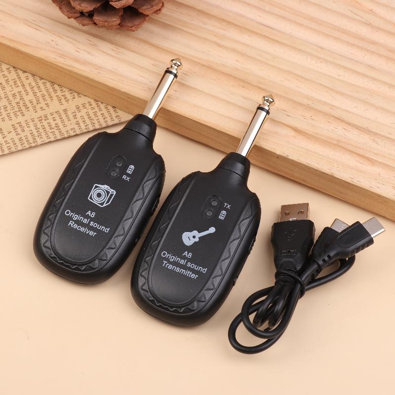 

A8 Guitar Wireless System Transmitter Receiver Built- In Rechargeable Wireless Guitar Transmitter чёрный