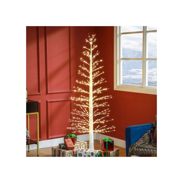 Arbre Artificiel Illuminé HOMCOM 180 Cm, Avec 810 Lumières LED, Adapté Aux Décorations Intérieures Et Extérieures, Blanc