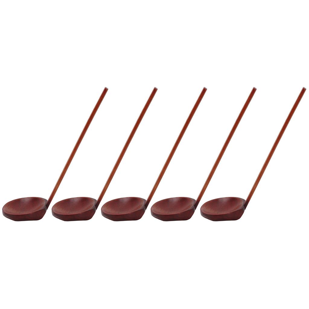 5Pcs Wooden Spoons Sturdy Handle Hand Polished Smoother Light Weight Japanese Tortoise Shell Spoon for Restaurant