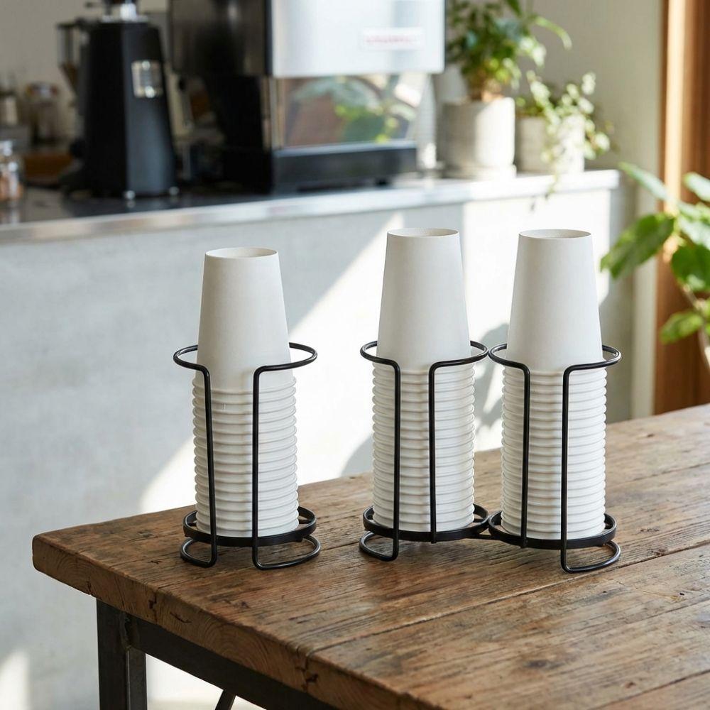 Metal Cup Rack Large Capacity Single Layer Cup Storage Shelf Hollow Out Design Double Layer Kitchen Paper Cup Holder