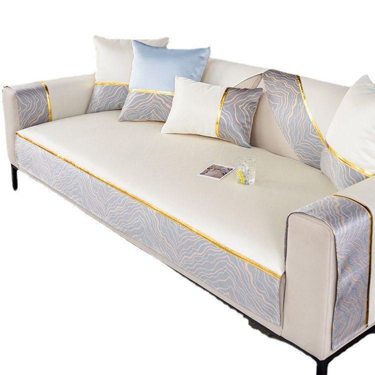 Sommer Eisseide Sofakissen Rutschfeste Matte Sitzkissen Neue leichte Luxus Einfache Leder Sofabezug Bezug Stoff Handtuch