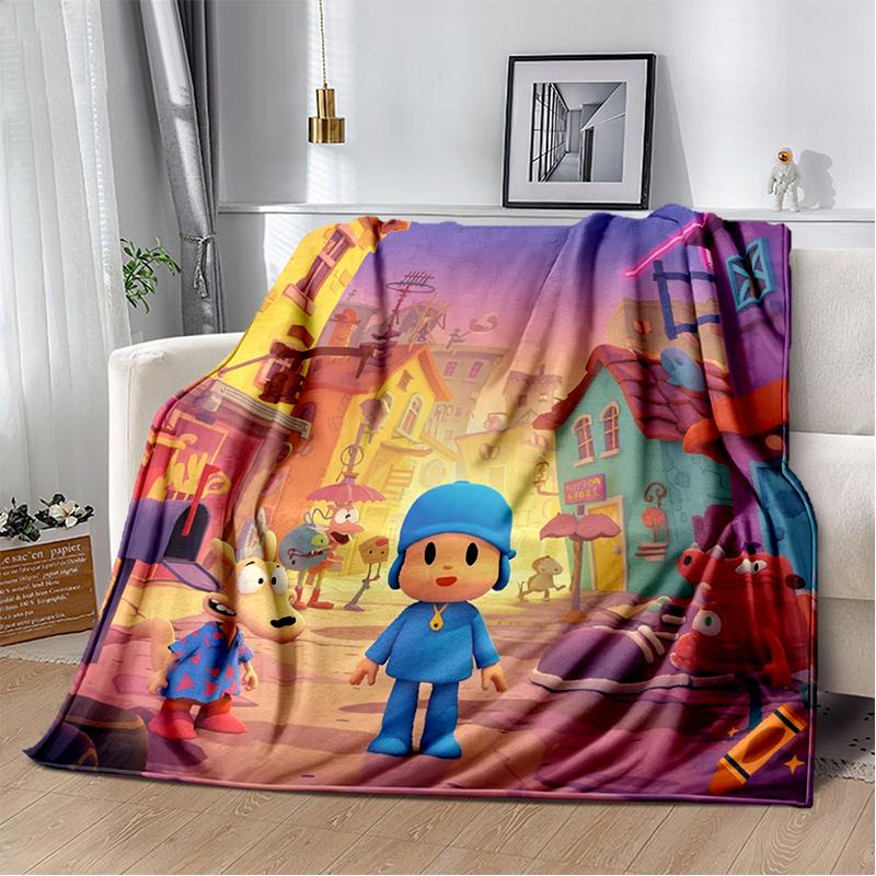 Coperta Cartone Animato 3D Divertente P-Pocoyo Elly Pato, Morbida Coperta da Lancio per Casa Camera da Letto Letto Divano Picnic Viaggio Ufficio Copertura Regalo per Bambini