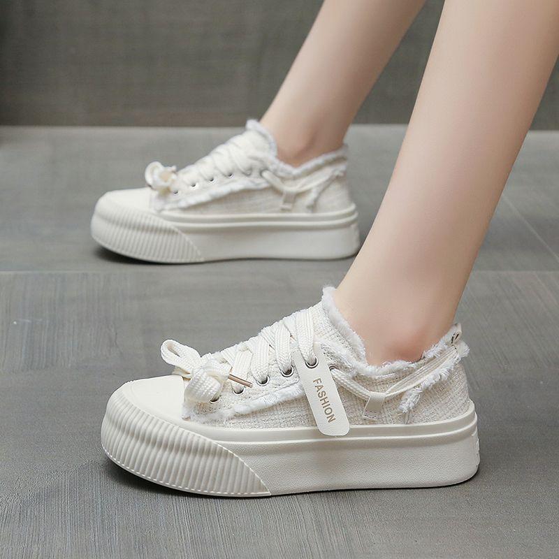 Fashion Women's Tassel Shoes High on Platform Summer Ladies Footwear Canvas 2025 New Cheap Y2k Fashion Trends Sale Daily Routine 39 In