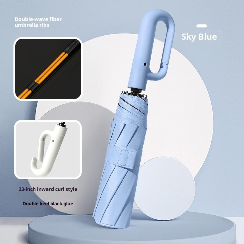 Ring-Schnallen-Design Automatischer Regenschirm für Männer Frauen Faltbar 105 cm Groß Stark Sonnenschirm UV-Schutz Regenschirm