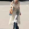Urban Wave Beige Mohair V-Neck Lace Camisole Dress - Spring Collection