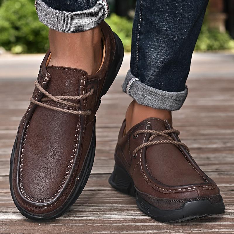 Modische italienische Marke Herren Echtleder Freizeitschuhe Wanderschuhe Dicke Sohle Verschleißfest Pendeln Weiche Sohle Herren Oxford Schuhe