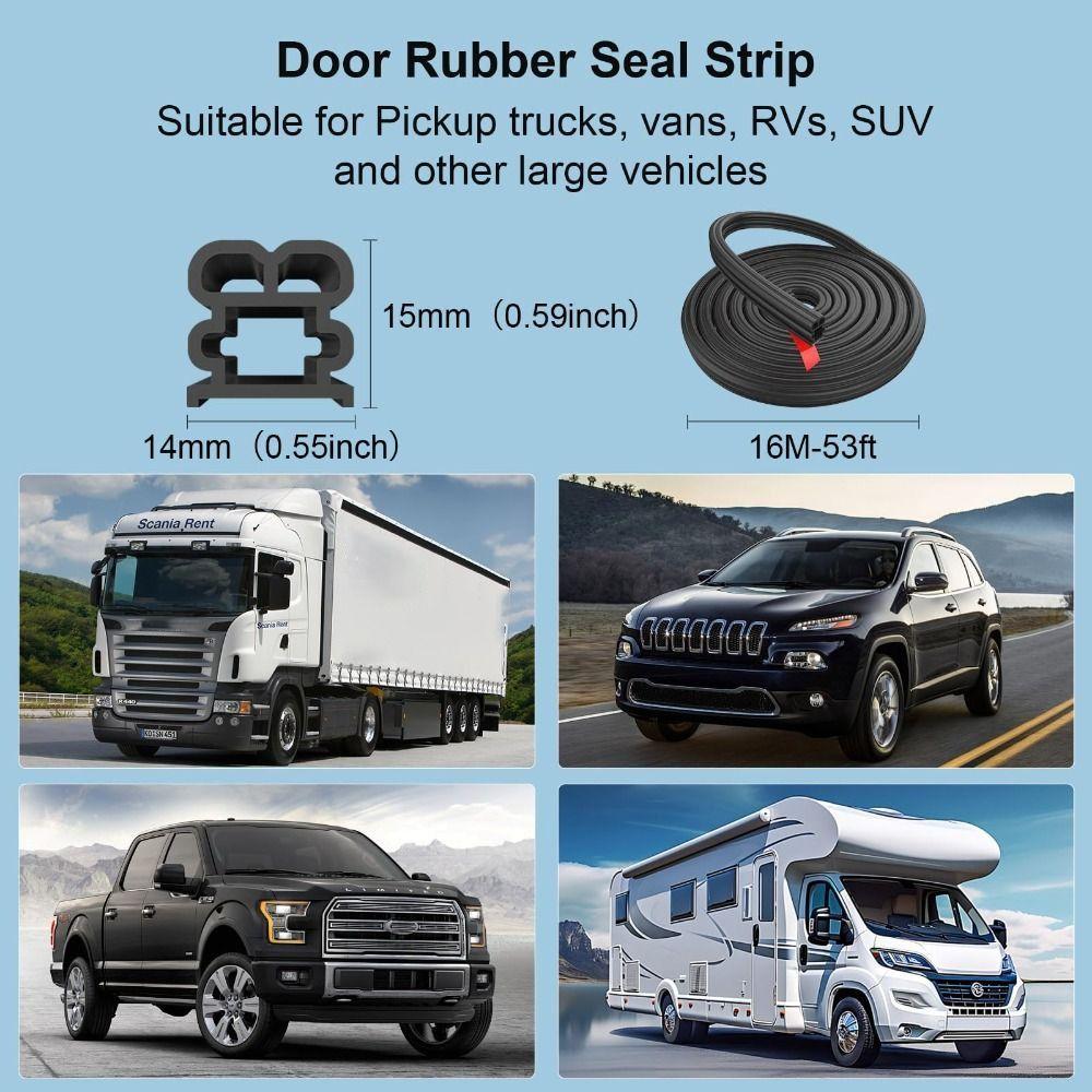 16M Car Door Seal 2-layer Hood Sealing Strip Durable Car Weather Stripping  Automobiles