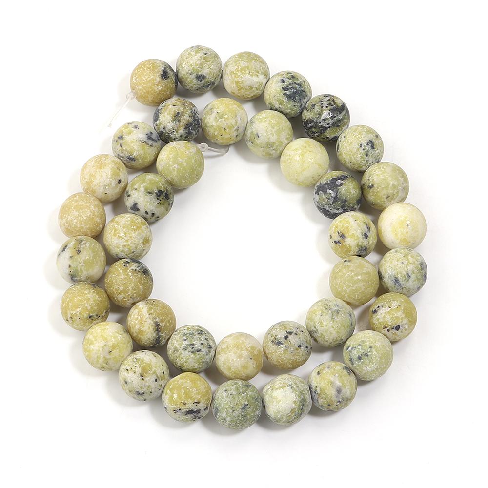 4/6/8/10/12mm Natural Stone Beads Grass Yellow Turquoise Round Loose Beads For Jewelry Making DIY Bracelets Necklace Accessories