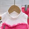 Abbigliamento Estivo per Bambine Set Due Pezzi Jeans Perforati Senza Maniche per Bambini Ragazza Media Moda Estiva