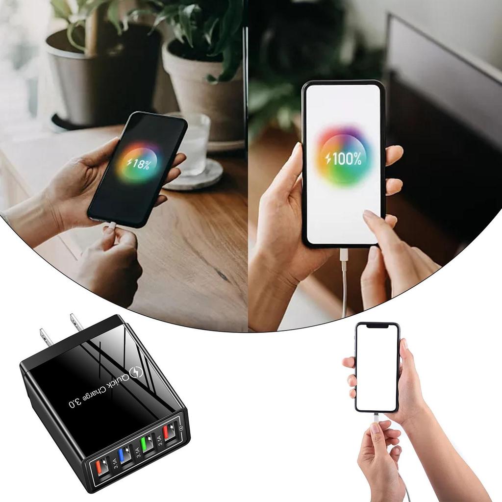 3A USB Charger 4 Ports Quick Charge 3.0 Mobile Phone Charger Adapter For EU/US Plug IPhone Samsung Xiaomi Wall Mobile Charger