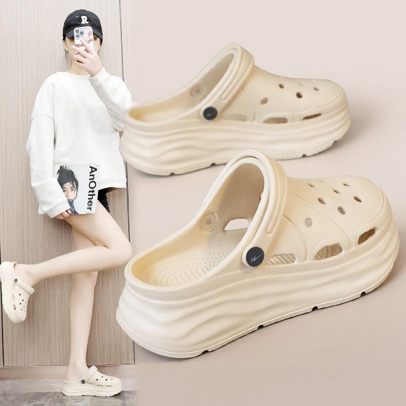 LR Slippers New Summer Hole Shoes Wear Thick-soled Soft-soled Mori Heightening Slippers