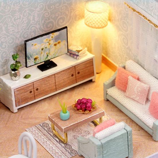 1 Set DIY House Model with Warm Lighting European Style Happy Hut